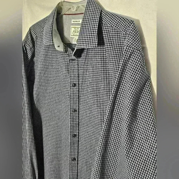 Joseph A. Bank Tailored Fit 1905 Long Sleeve Dress Shirt Gray Navy Blue Size XL - Picture 3 of 7